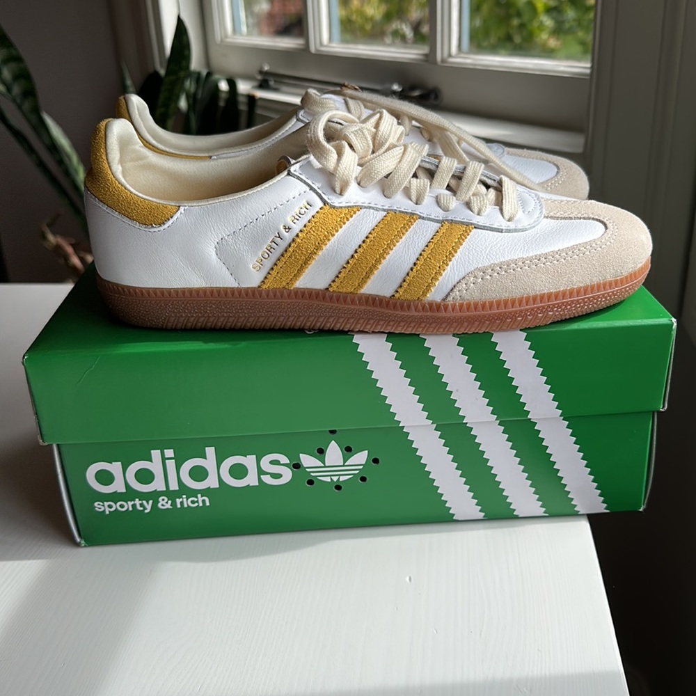 Sporty & Rich x Samba OG 'White Bold Gold' in US M4, UK 3.5